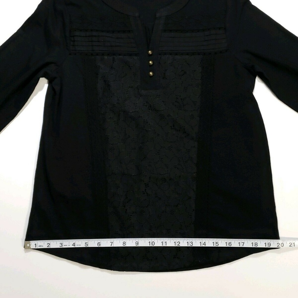 NWT Style & Co Petite PSmall Lace-Front Henley Top - Picture 6 of 8